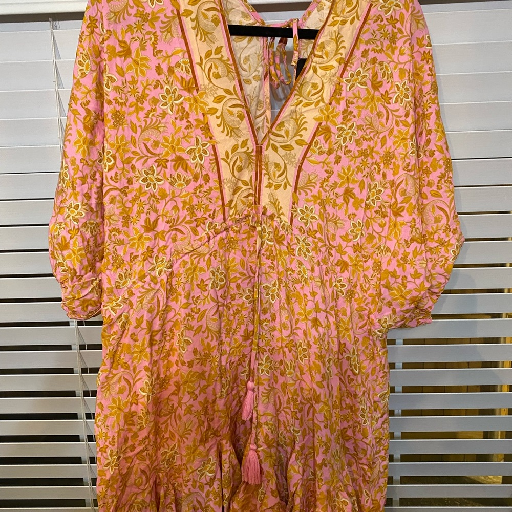Pink floral tie back dress